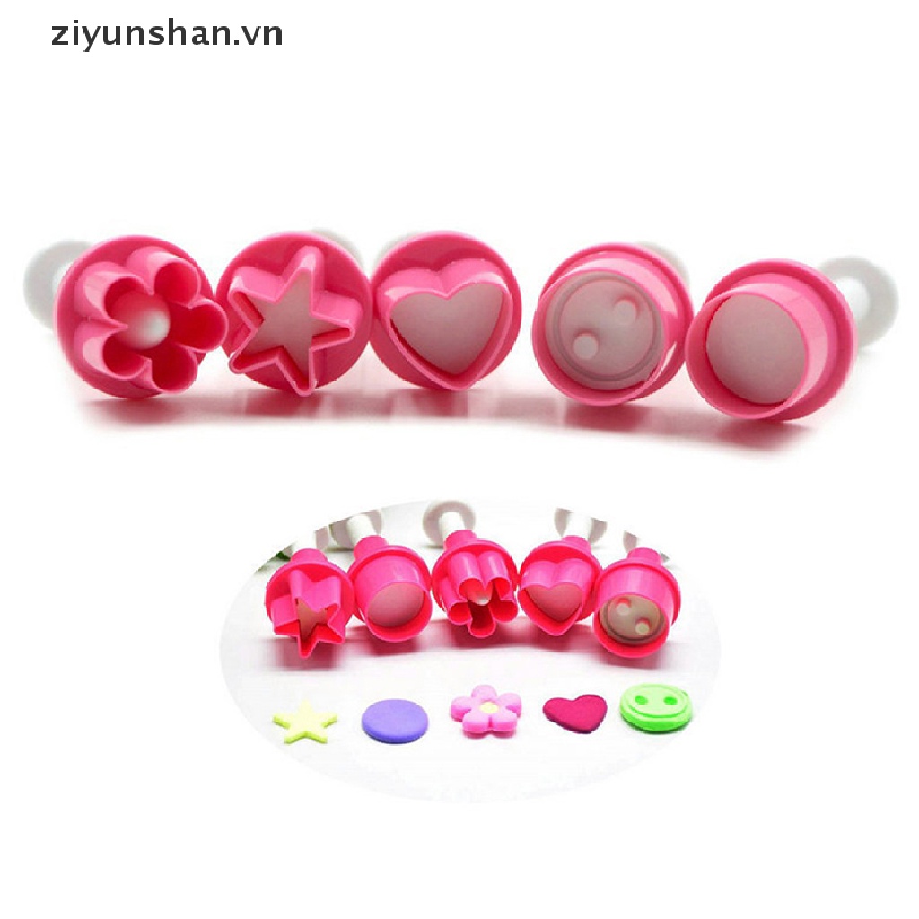Bộ 5 Khuôn Cắt Bánh Quy Hình Nút / Ngôi Sao / Trái Tim / Hoa Mận Xinh Xắn
