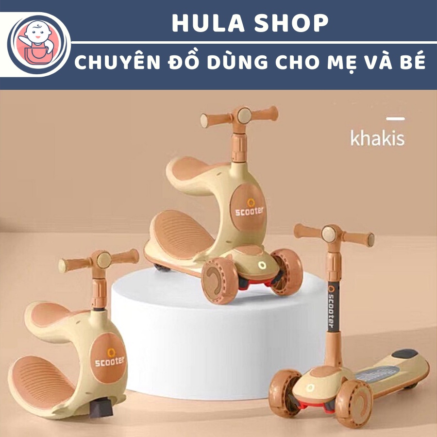 [XẢ KHO - HÀNG MỚI] Xe trượt scooter 3 bánh có đèn, xe chòi chân cho bé 808 màu nâu