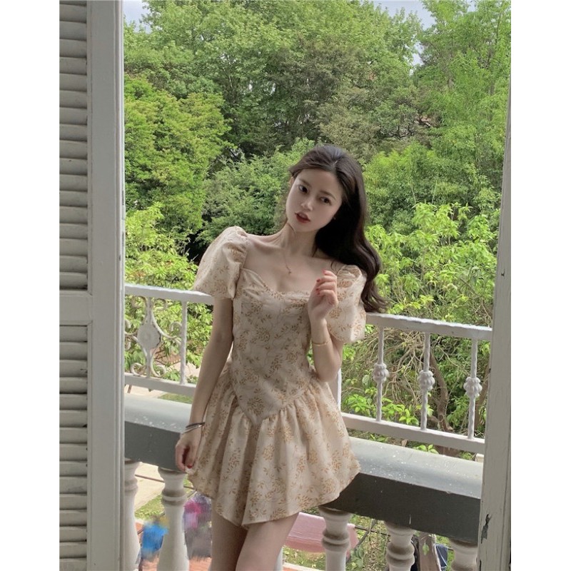 ĐẦM TIỂU THƯ HOA NHÍ TAY PHỒNG PHONG CÁCH ULZZANG [ORDER TAOBAO]