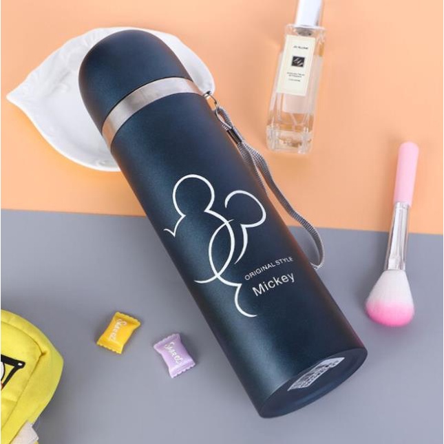 Bình Giữ Nhiệt Nóng Lạnh 500ml Hình Mickey Thiết Kế Đơn Giản Hiện Đại