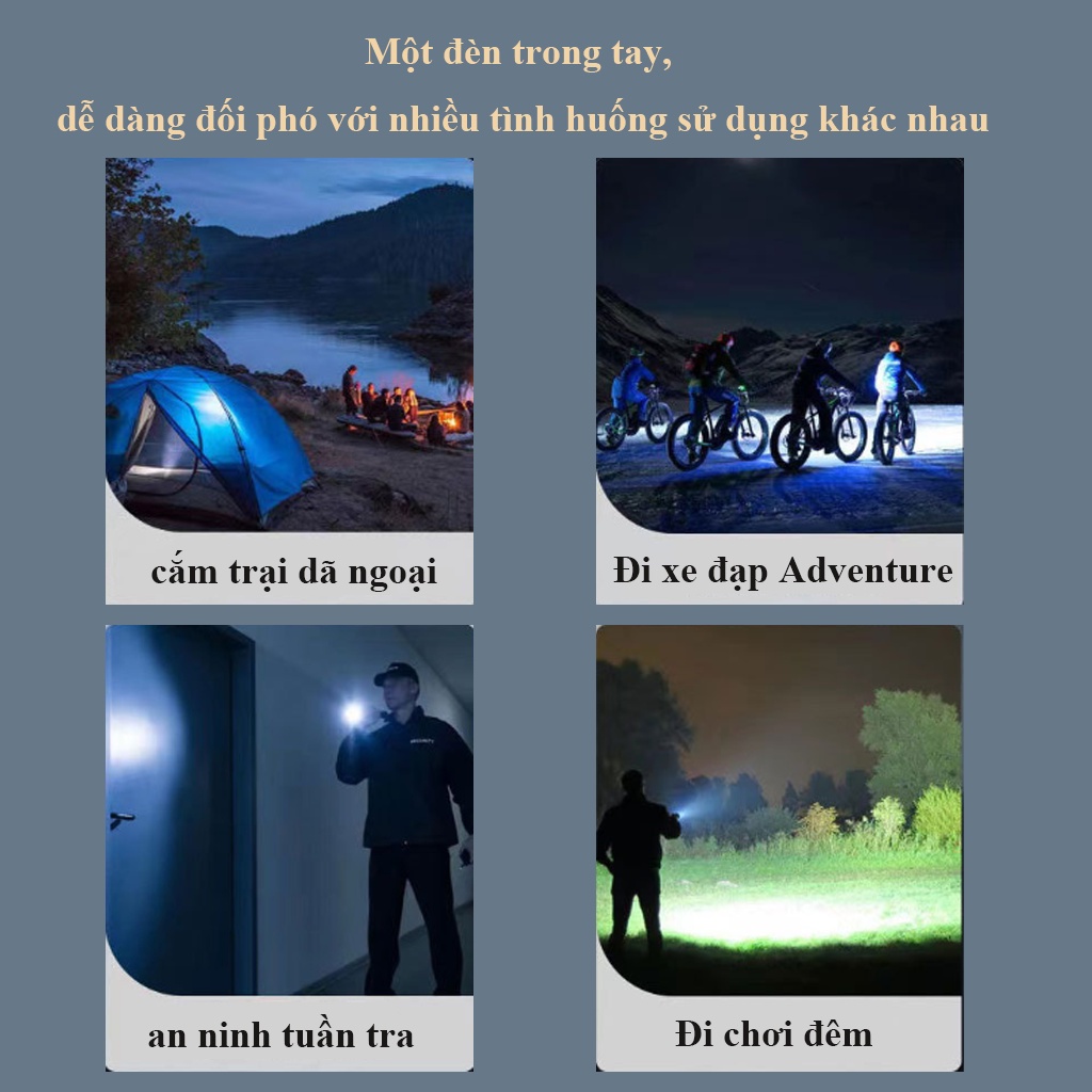 Đèn Pin Siêu Sáng，Đèn Pin Mini ，（4 Chế Độ Sáng Tiện Dụng），thích hợp để cắm trại，chống nước-XQY-77