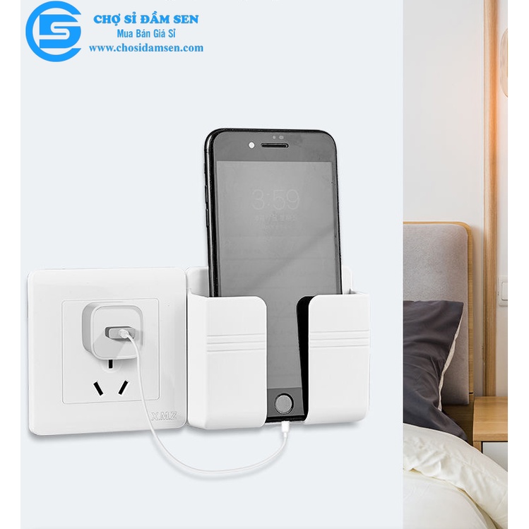 Giá đỡ dán tường treo remote máy lạnh đa năng G215-KetreoDT, kệ treo sạc điện thoại, đầu dây điện tiện lợi giúp không gi