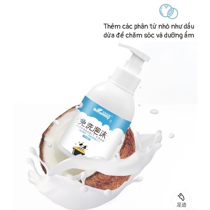 Sữa Tắm Khô Cho Chó mèo/Bọt Tắm Khô Borammy 400ml Tiện Dụng Không Cần Nước Làm Sạch Dịu Nhẹ Không Gây Kích Ứng