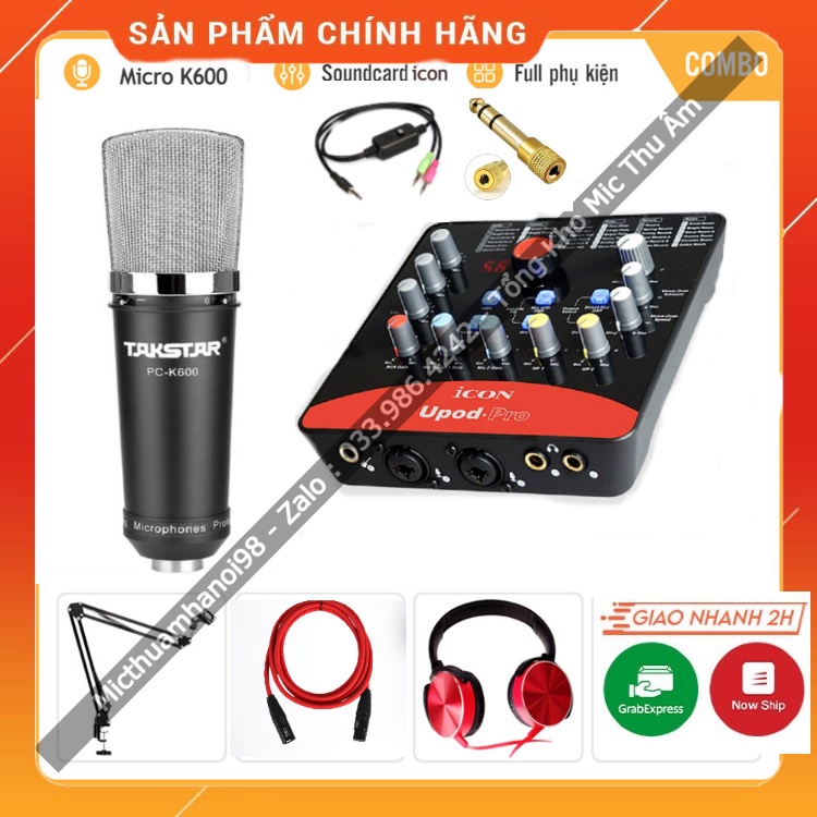 ▽✕◙Bộ Mic Hát Livestream Sound Card ICON UPOD PRO & TAKSTAR PC K600 . Âm Thanh Sống Động , Bảo Hành Lên Đến 12 Tháng