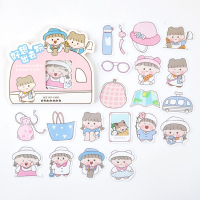 Gói 40 miếng dán sticker trang trí hình bé gái