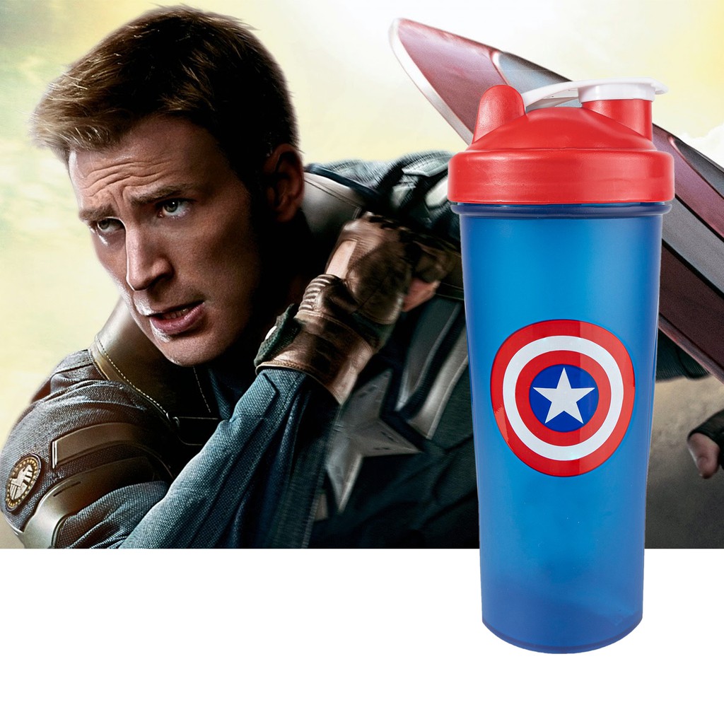 Bình Lắc Tập Gym ⚡FREE SHIP⚡ Bình nước thể thao Siêu Anh Hùng Marvel, DC 600ml siêu cute