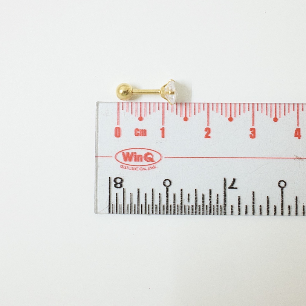 [1 Chiếc] Khuyên Tai Titan Đá Vàng Hình Vuông Unisex Đuôi Bi Không Gỉ Sét Không Ngứa Bông Tai Nam Julies Box 66