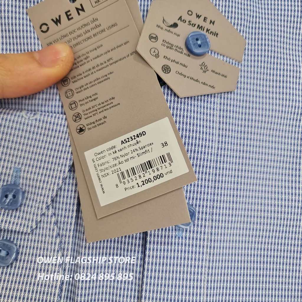 OWEN -  Áo sơ mi nam dài tay dáng SLIMFIT sợi KNIT cao cấp  - Mã AS23249D - OWEN Flagship Store