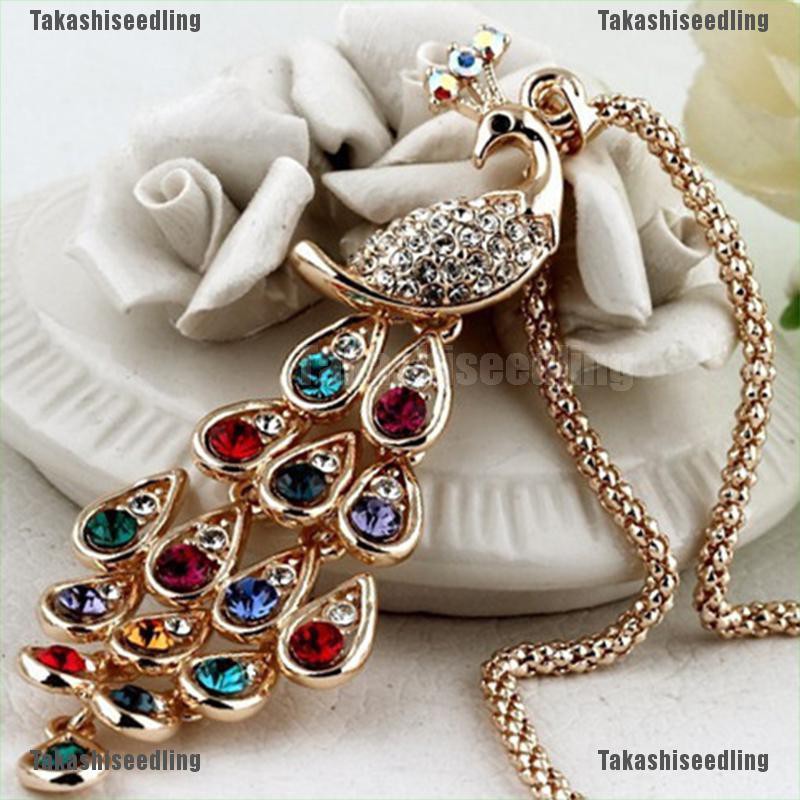 Mặt Dây Chuyền Hình Chim Công Đính Pha Lê Nhiều Màu