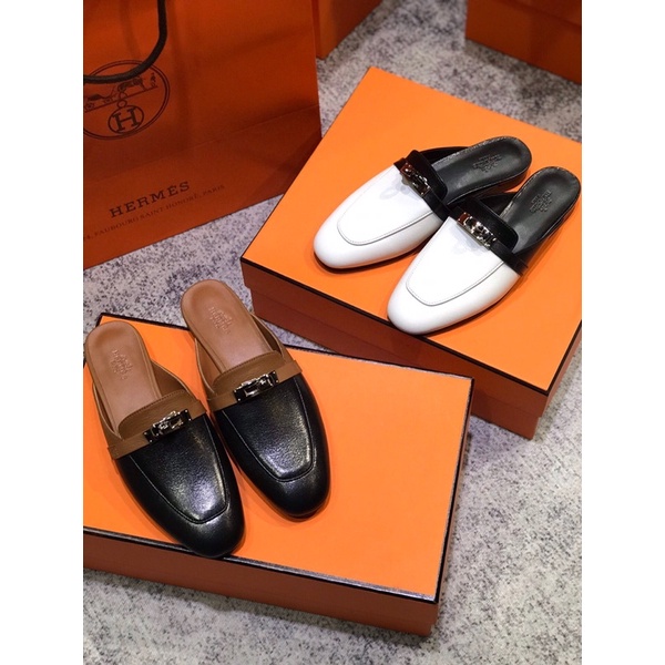 Giày sục nữ thương hiệu Hermes HM mẫu mới 2021 da thật cao cấp