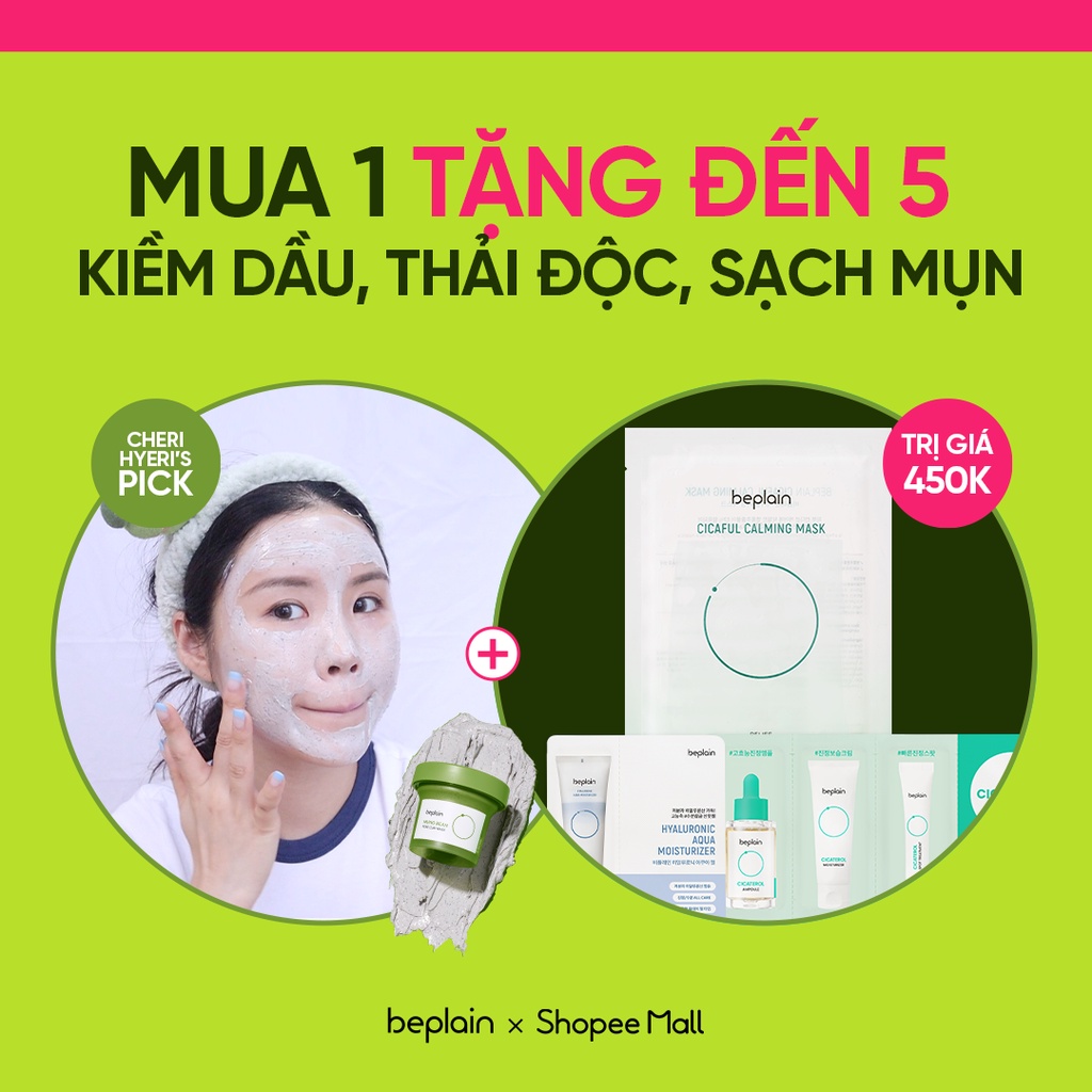 Mặt nạ đất sét BEPLAIN X LeoJ 120ml từ đậu xanh se khít lỗ chân lông giảm mụn đầu đen