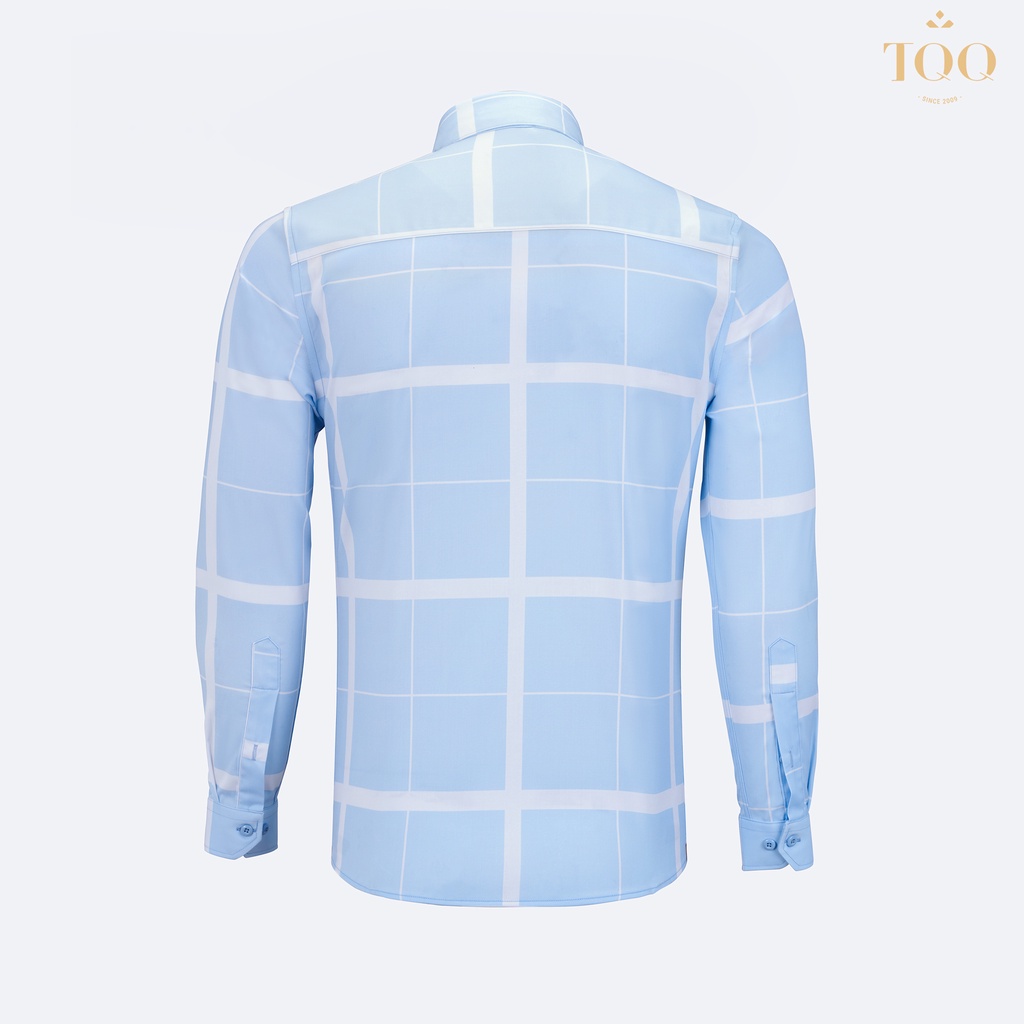 Áo sơ mi nam dài tay TQQ dáng Super Slim ôm body K470 màu xanh nhạt chất liệu Viscose thoáng mát hạn chế nhăn