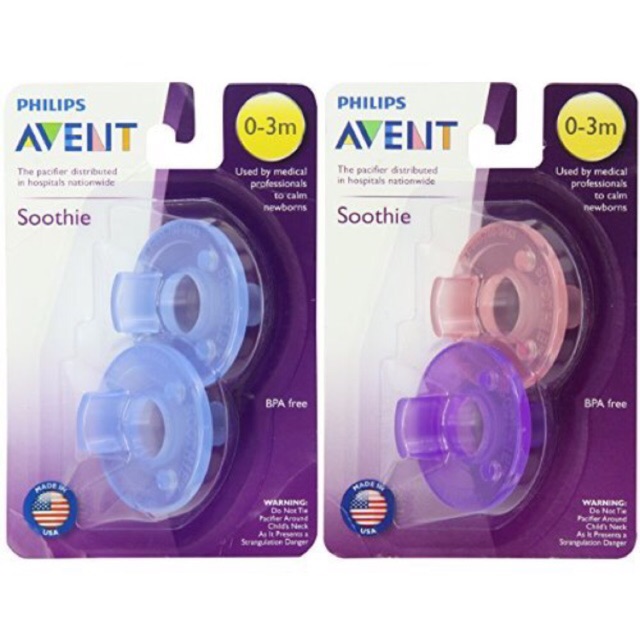 Sale Lẻ 1 Ty ngậm/ Ty giả chống vẩu Avent Soothie 0m+/3m+ Usa