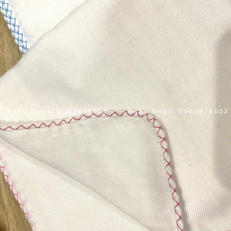 10 Khăn xô sữa xuất Nhật trắng viền màu, khăn mềm, mịn, k sổ lông