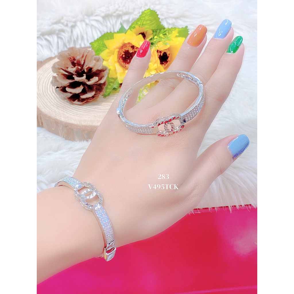 Vòng tay nữ UHA, lắc tay bền màu thiết kế cao cấp sáng lấp lánh V495