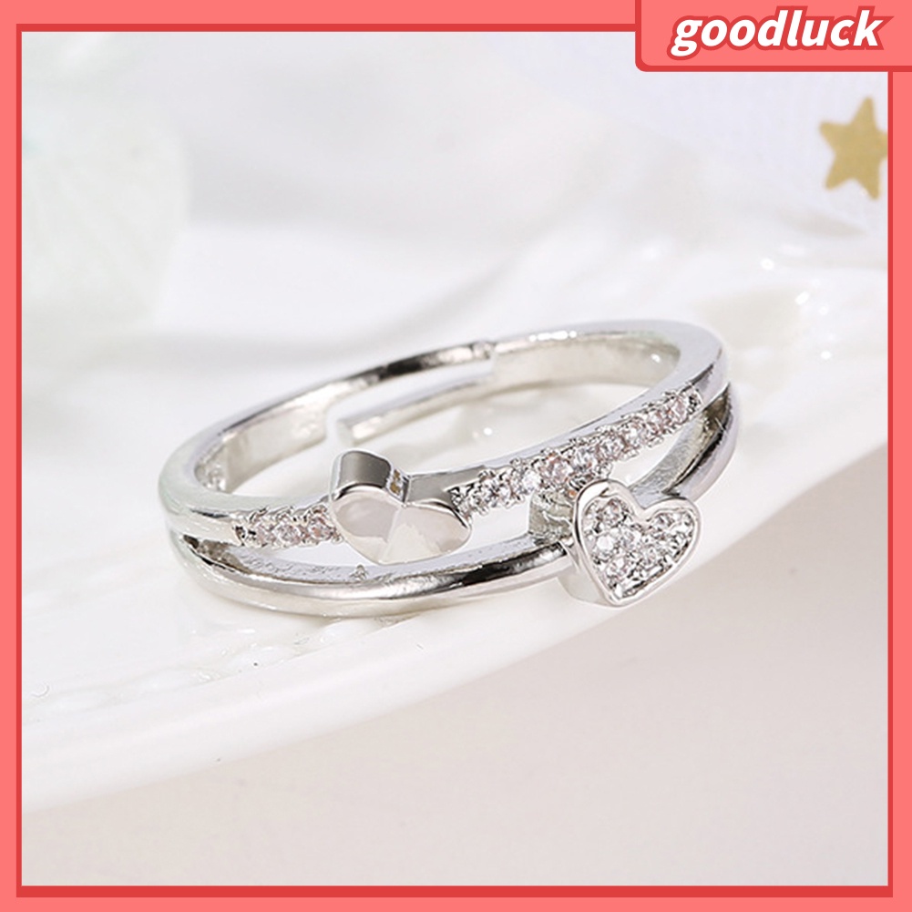 Nhẫn Hở Hình Trái Tim Đính Đá Cho Nữ