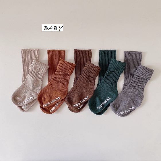 Tất vớ cho bé trai bé gái - Tất len gân tăm cao cổ bo chun nhiều màu có chống trơn trượt chính hãng Nemo Baby TL08