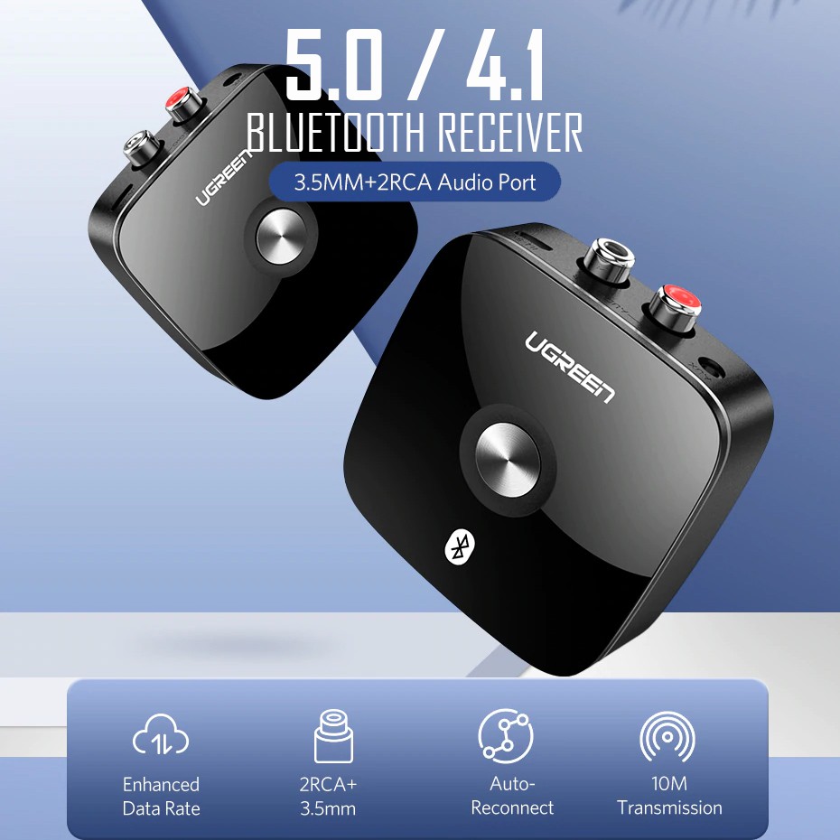 Bộ Thu Bluetooth 5.0 aptX Cho Loa Amply UGREEN 40759 | Hỗ trợ 3.5mm & 2RCA - Hàng Chính Hãng