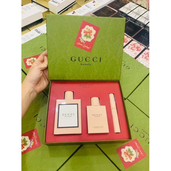 Set Nước Hoa nữ Gu Xì BLOOM GIFT SET (EDP 100ml + EDP 7.4ml + Body Lotion 100ml)