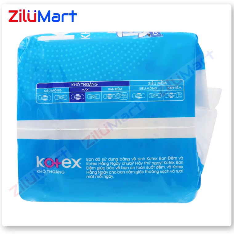 Gói 8 miếng Băng vệ sinh Kotex Maxi có cánh khô thoáng