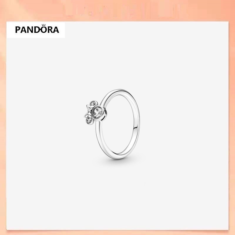PANDORA DISNEY Nhẫn Mạ Bạc 925 Hình Chuột Mickey Minnie Lấp Lánh