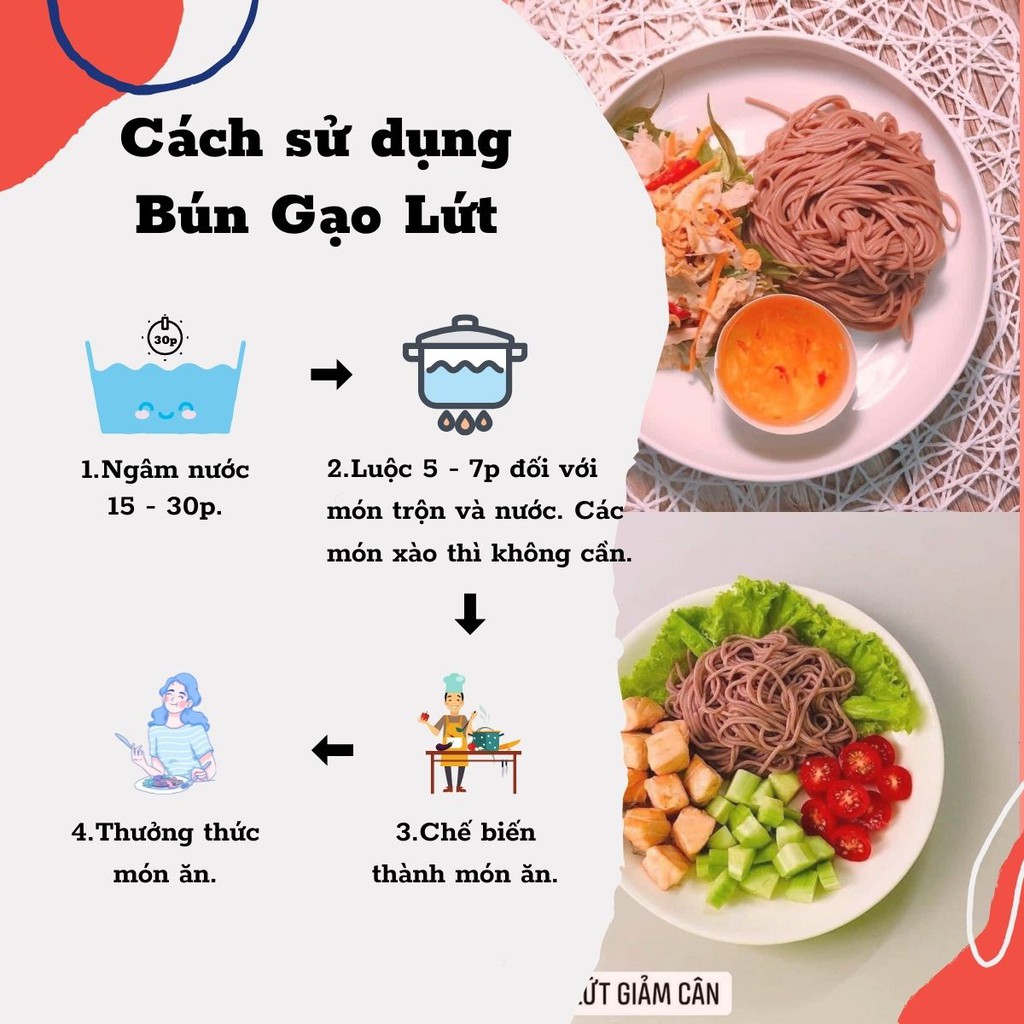 Bún Gạo Lứt Giảm Cân Eat Clean Ăn Kiêng LangSonFood Làm Từ 100% Gạo Lứt Gói 500g