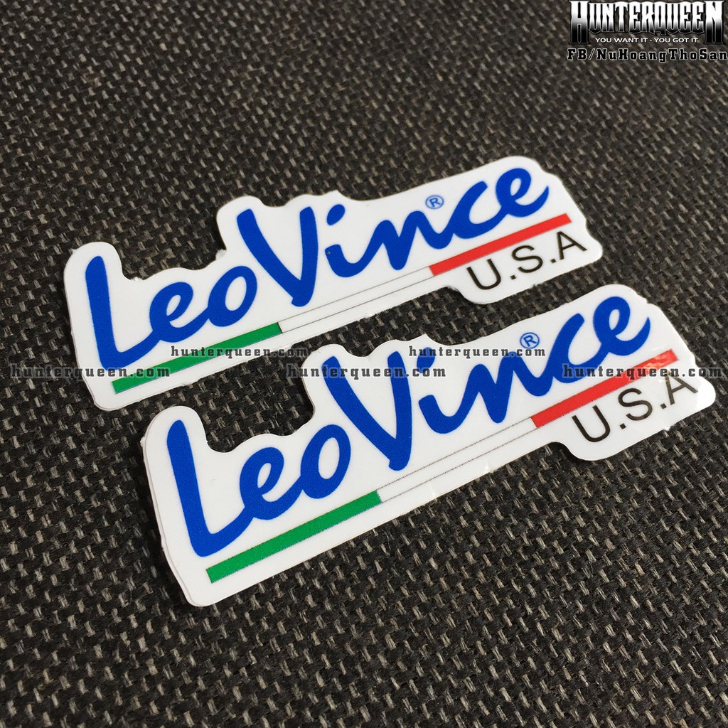 LEOVINCE[9x3.6cm] decal cao cấp chống nước, sắc nét, bền màu, dính chặt. Hình dán logo trang trí, in theo yêu cầu