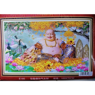 Tranh thêu chữ thập Phật Di Lặc thêu full E185