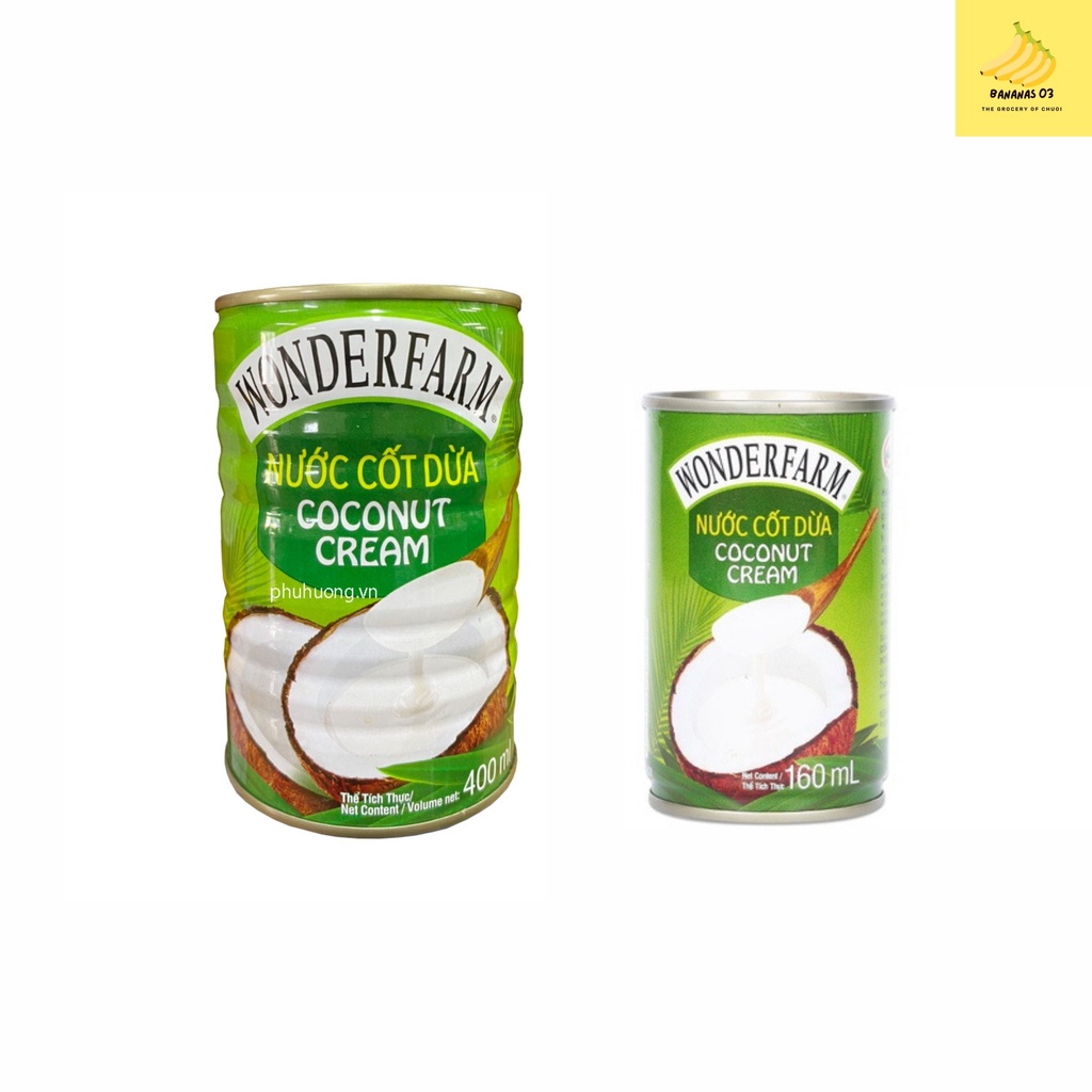 Nước cốt dừa Coconut Cream Wonderfarm lon 160ml/400 ml