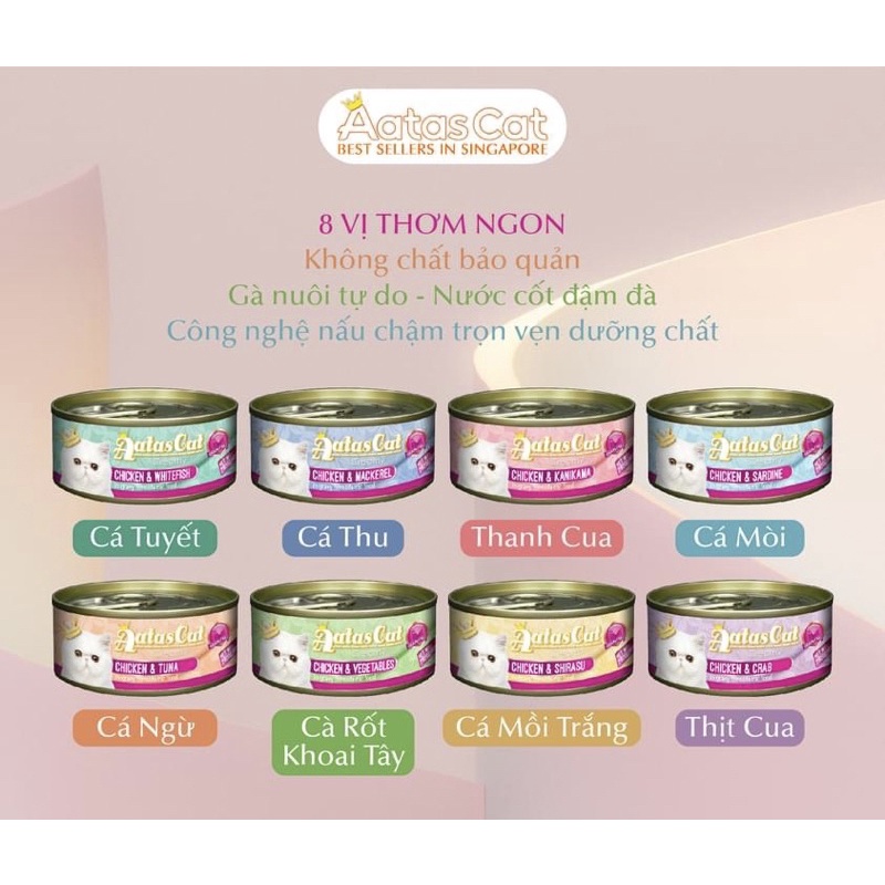 [Chính hãng] Pate Aatas Cat Cá Ngừ Tươi Dành Cho Mèo - 80G