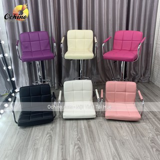 Ghế Quầy Bar, Ghế Trang Điểm, Chụp hình và makeUp Bọc DA Cao Cấp (mẫu Vịn Tay inox cao 60-80cm)