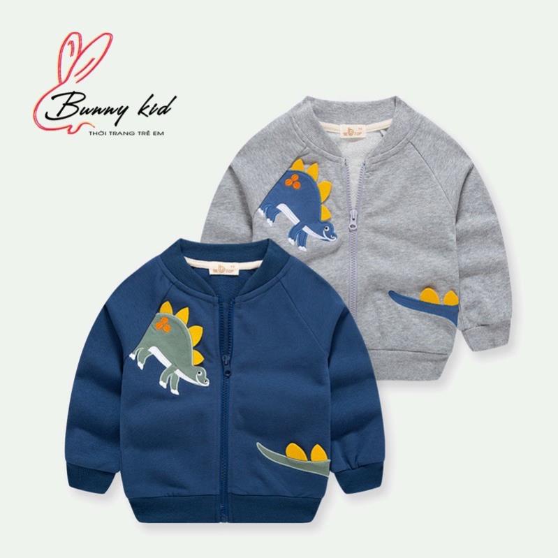 Áo khoác bóng chày cho bé BETOP họa tiết khủng long, áo nỉ da cá chất cotton !