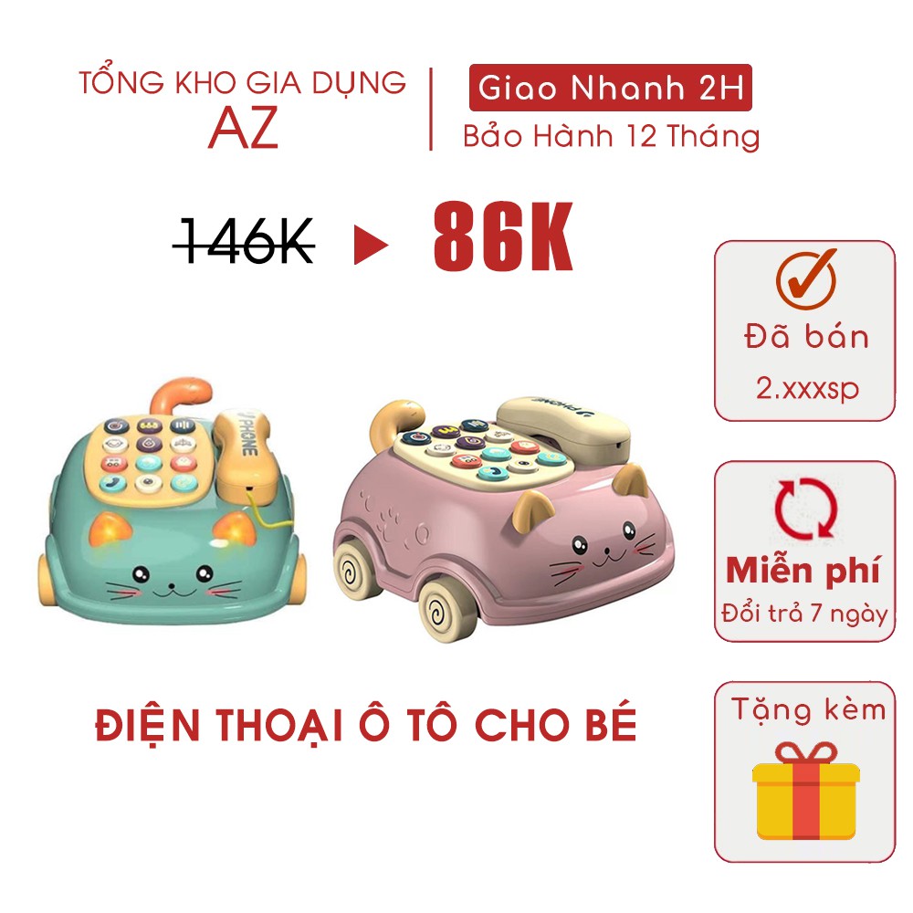 Điện thoại ô tô cho bé với 15 chức năng lớn, tích hợp 64 bài hát, âm thanh của các chủ đề - chạy bằng pin