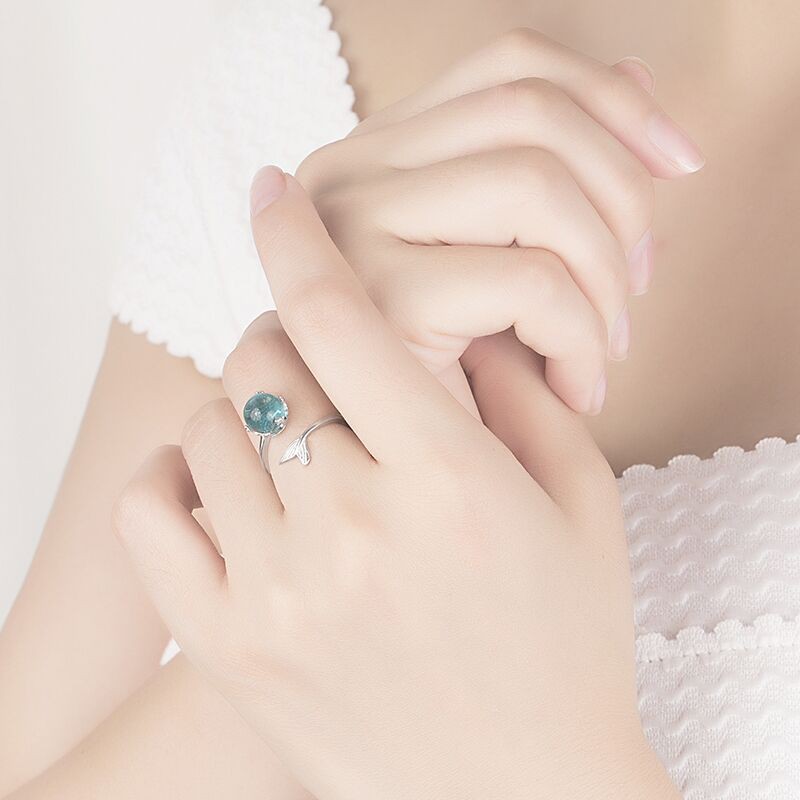 Nhẫn bạc 925 đính đá pha lê hình đuôi cá sáng tạo phong cách , ANTA Jewelry - ATJ3086