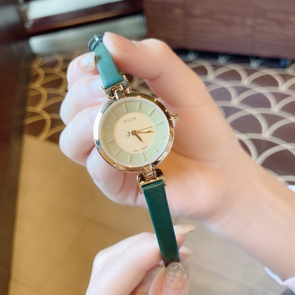 Đồng hồ nữ Julius Hàn Quốc JA-864B dây da (Xanh Rêu) | BigBuy360 - bigbuy360.vn