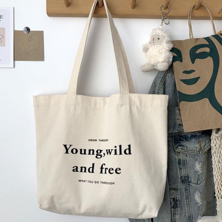 Túi Xách Nữ Tote Vải Canvas Phong Cách Hàn Quốc Đựng Laptop Đi Học Đi Chơi Đi Làm TV06