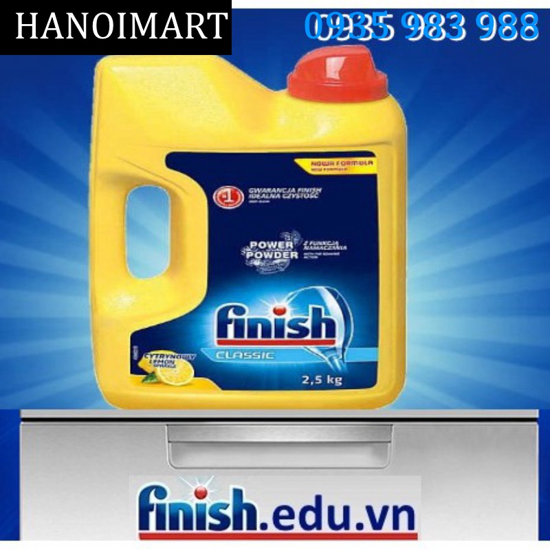 Bột rửa bát Finish 2.5kg - Bột finish 2,5kg chính hãng dùng cho máy rửa bát chén ly giá rẻ - Siêu thị Hanoimart