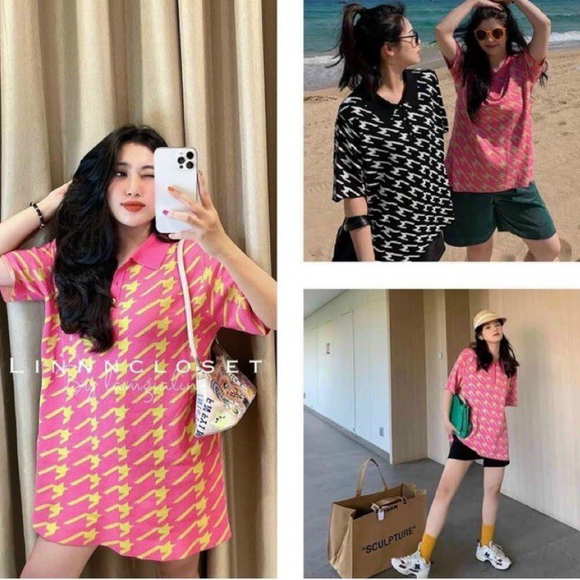 Áo phông suông polo cổ bẻ ziczac form rộng chất đẹp l1 nhtk mh cd