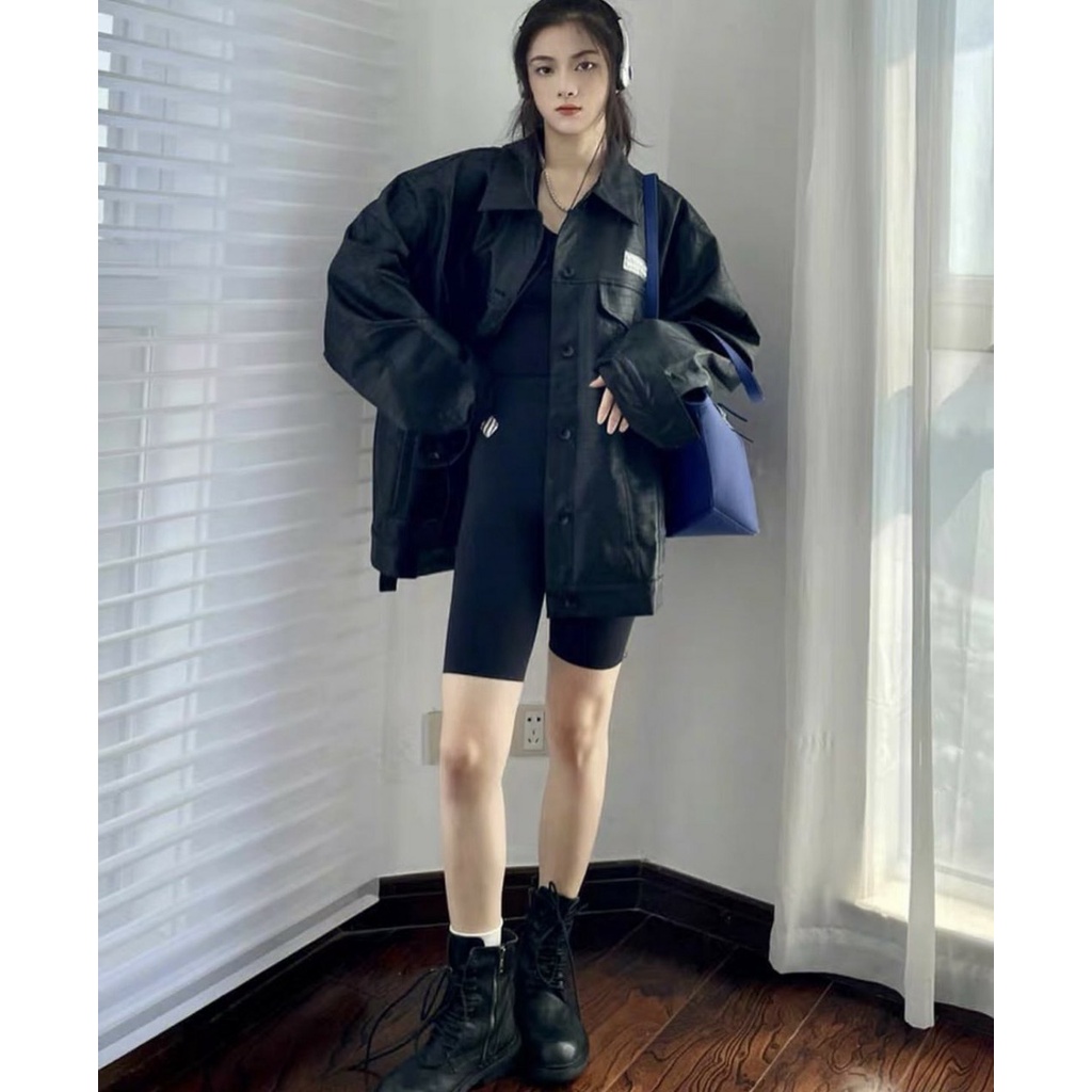 Áo khoác da nữ from rộng