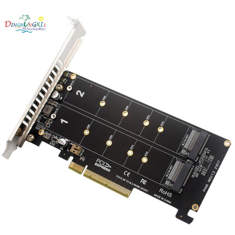 Card Mở Rộng PCI-EX8 Dual-Disk NVME M.2 MKEY SSD RAID Array PCI-E