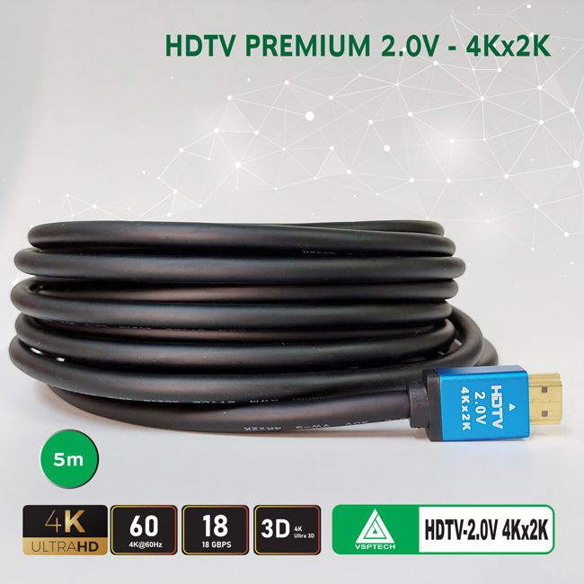 Cáp HDMI VSPTECH premium 2.0V dài 5m