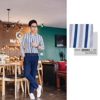 Sơmi Chất Liệu Cotton Trắng kẻ Sọc