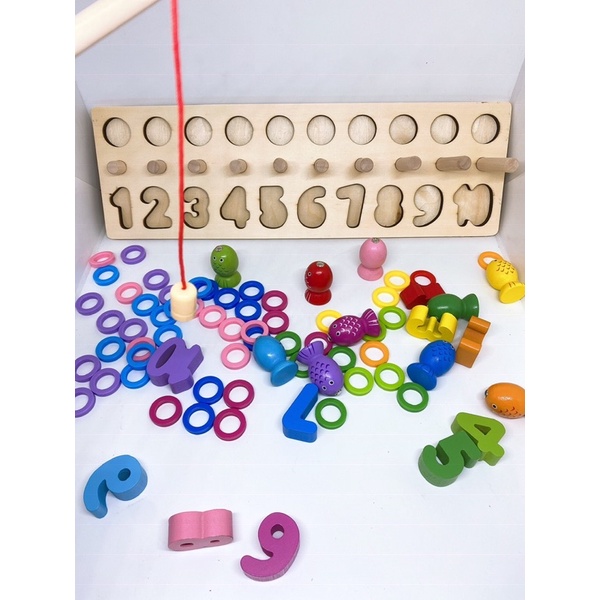 Bảng số câu cá 3in1-Bảng gỗ đa năng cao cấp cho bé