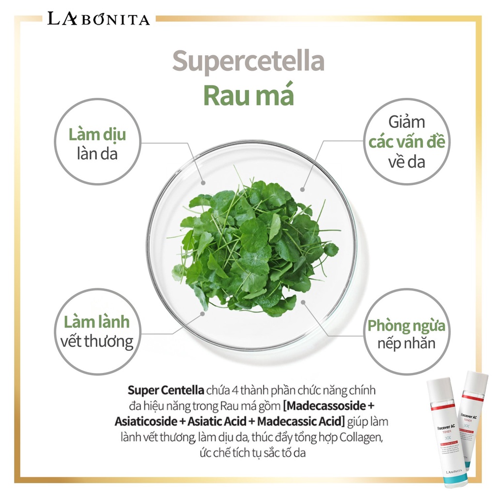 Toner Làm Dịu Da Và Cấp Ẩm Dành Cho Da Mụn La Bonita Recover AC Toner 120ml