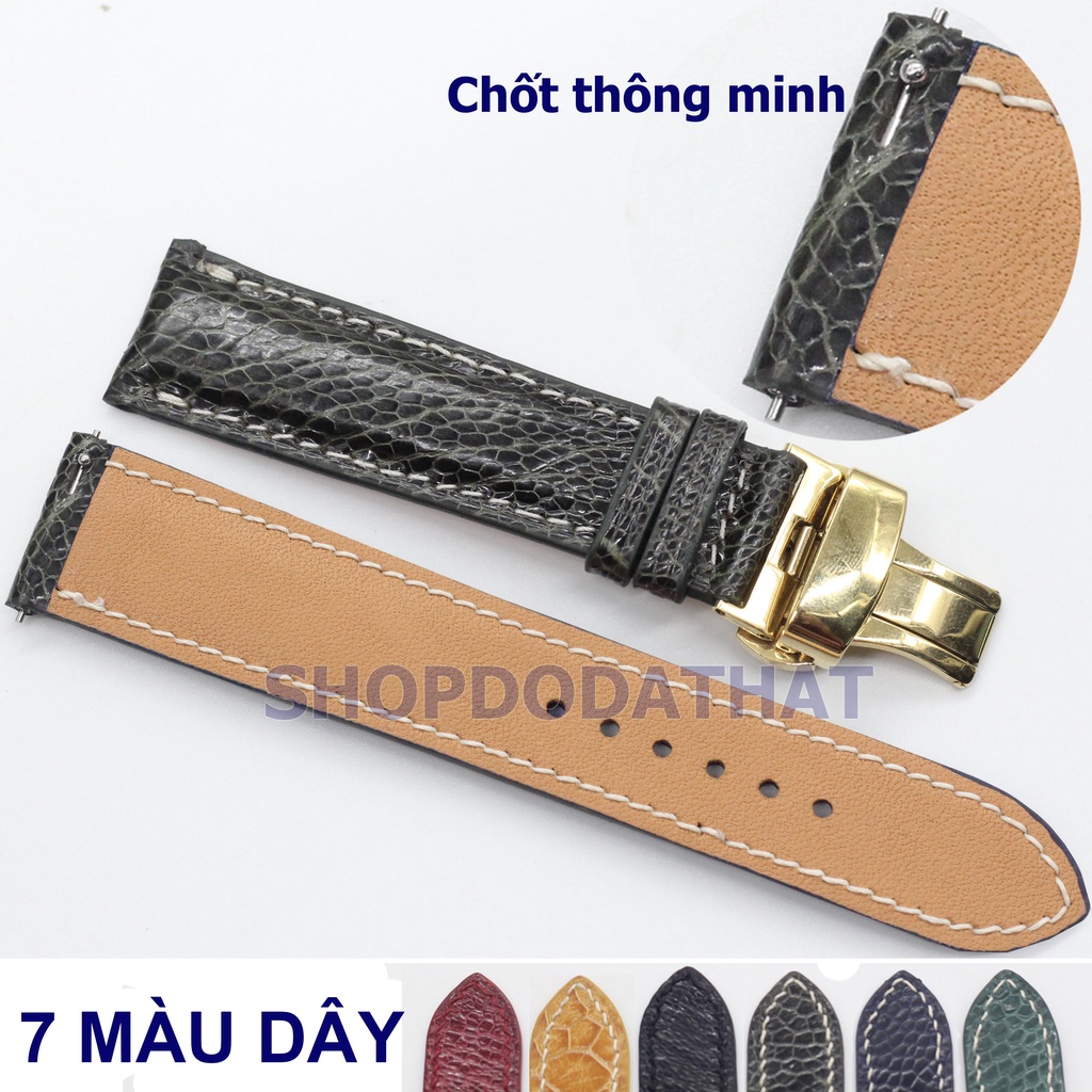 Dây đồng hồ Chốt Thông Minh.Dây Da ĐÀ ĐIỂU CAO CẤP KHÓA BƯỚM đủ size,Dây da handmade tỉ mỉ. Bảo hành 6 tháng