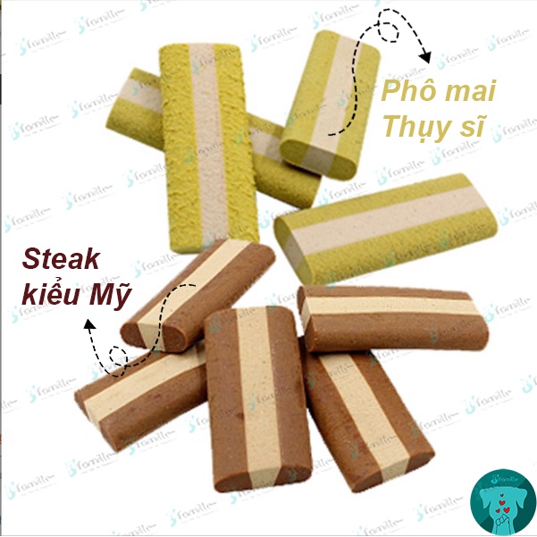 Snack làm sạch răng miệng JFamille, Bánh thưởng Cookie Phô mai Thụy sĩ và Steak kiểu Mỹ. Ngon xuất sắc. JF188