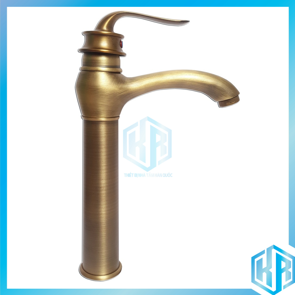Vòi lavabo nóng lạnh giả cổ bằng đồng [30cm] cao cấp mang phong cách Châu Âu cổ kính - chống gỉ, bền đẹp