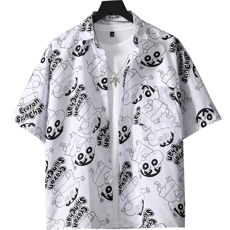 Korean Style Cute Cartoon Short Sleeve Shirt For Men