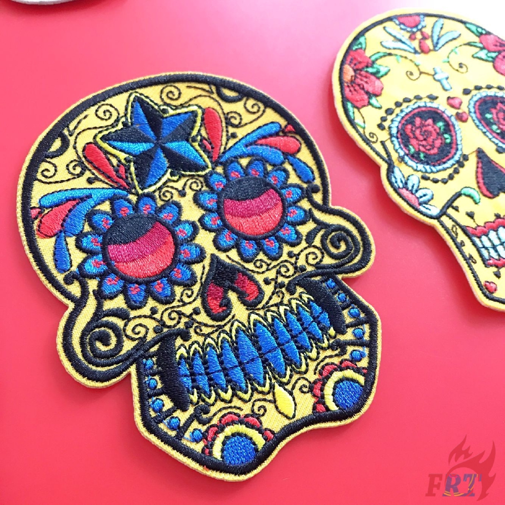 ☸ Punk - Colorful Skeleton Patch ☸ 1Pc Skull Diy Sew on Iron on Badges Patches （Skull - Series 05）