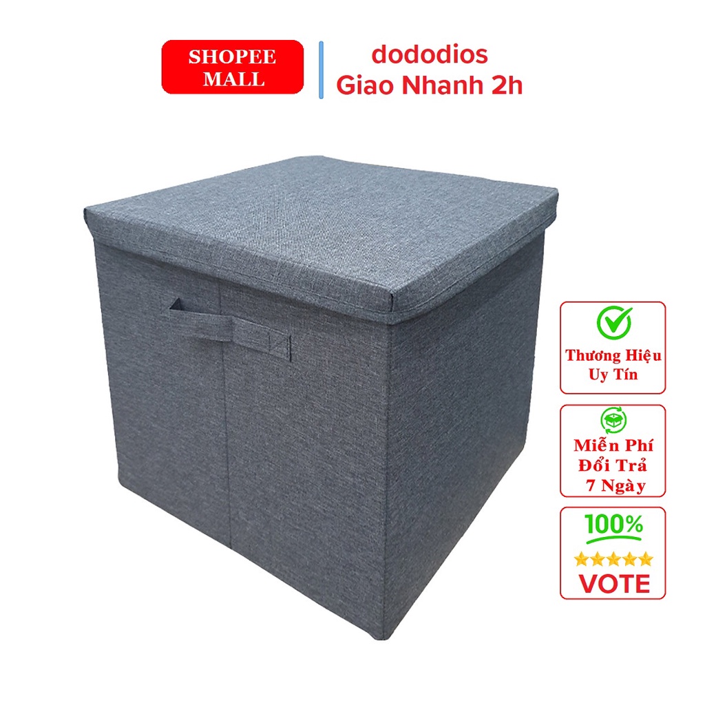 Hộp đựng đồ vuông có nắp vải Oxfort bền bỉ size lớn 33x33x33 cm - phong cách Âu Châu độc đáo, sang trọng - Chính hãng